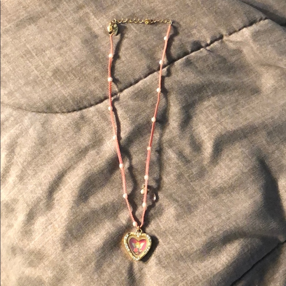 Betsey Johnson pink heart locket necklace